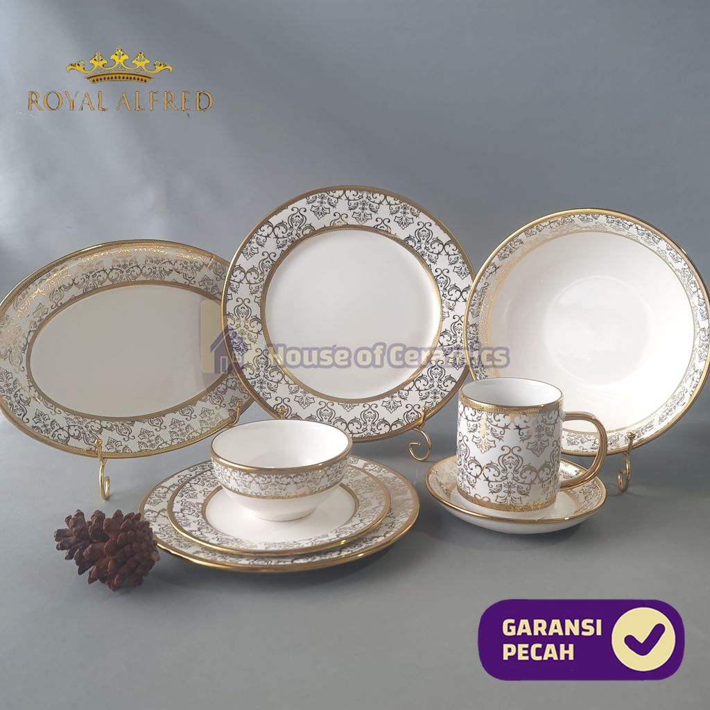 ROYAL ALFRED Piring Mangkok Keramik REGINA SERIES Makan Piring Makan EMAS Keramik Cantik Aesthetic B