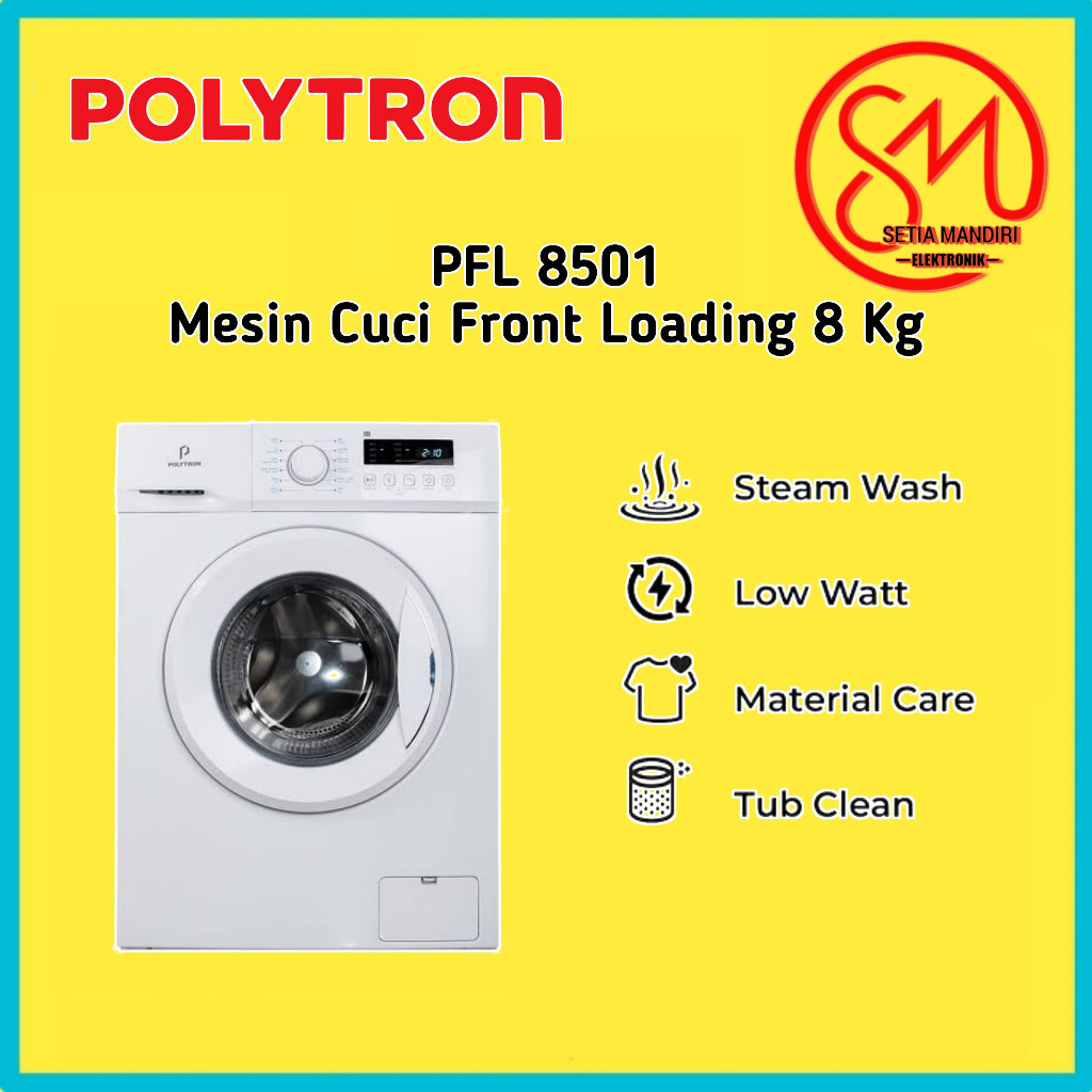 PROMO POLYTRON Mesin Cuci Front Loading Wonderwash 8 KG - PFL 8051