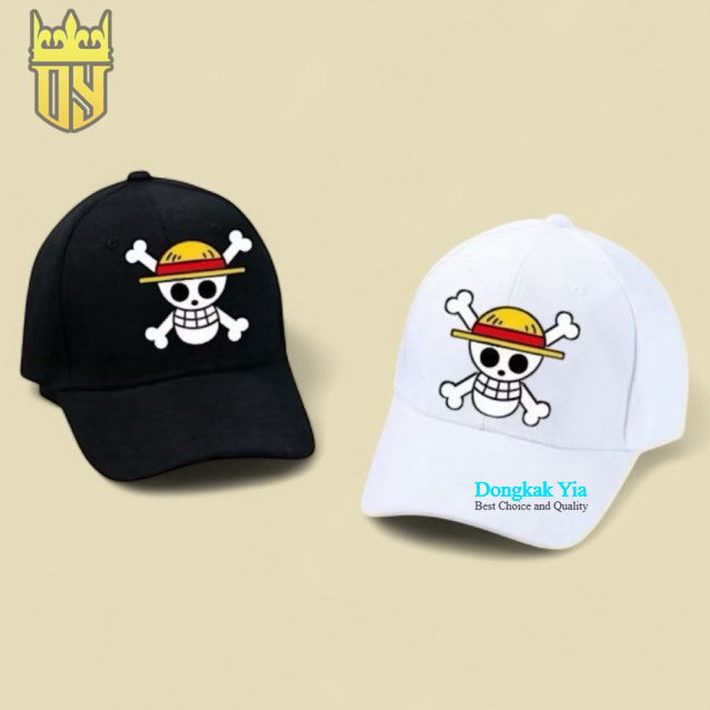 TOPI BASEBALL ANAK LAKI LAKI GAMBAR ONE PIECE TENGKORAK BAJAK LAUT KEREN WARNA HITAM PUTIH / FASHION