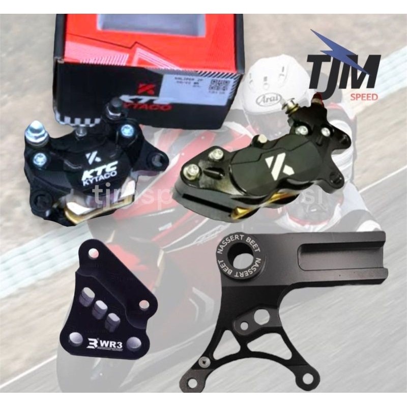 Paket Kaliper KTC Kytaco KYTA 4P 2P + breket Ninja 250 FI OLD non ABS WR3 Nassertbeet