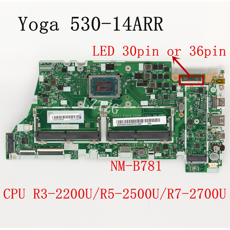 NM-B781 For Lenovo Ideapad YOGA 530-14ARR Flex 6-14ARR Laptop Motherboard  CPU R3-2200U/R5-2500U/R7-