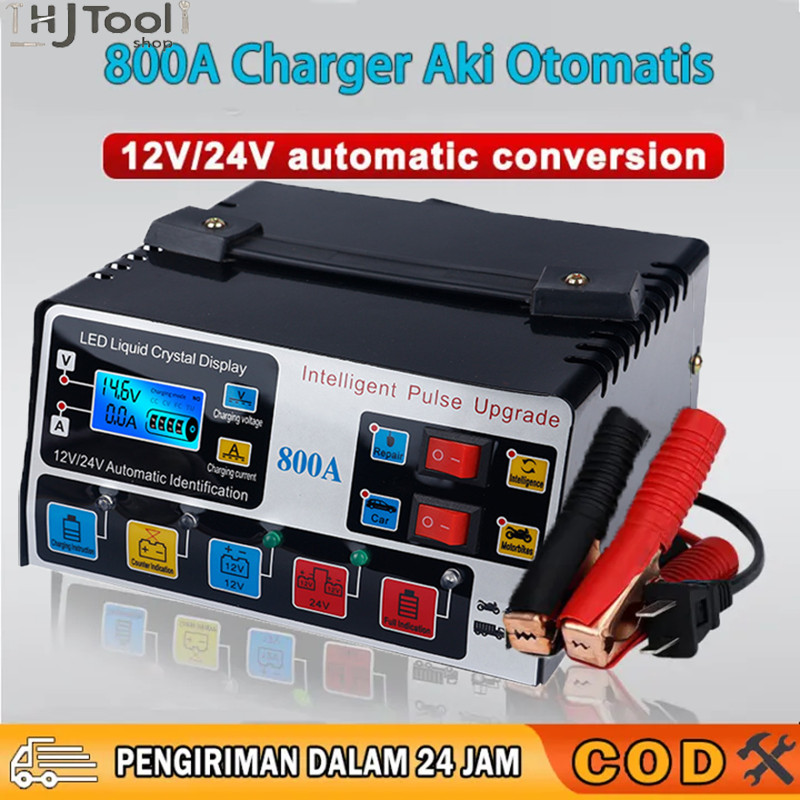 Charger Aki Otomatis Smart Intelligent 12v24v 400W 800AH Auto Repair Mobil Pengisi Daya Kendaraan Pe