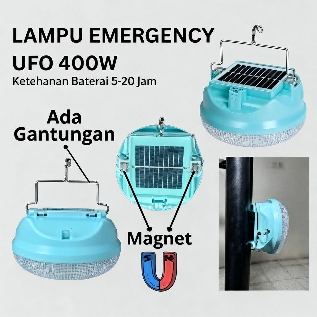 NEW POWER lampu led emergency ufo 400w /solar panel led/ lampu emergency gantung lampu taman outdoor