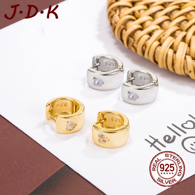 JDK Anting Perak 925 Baru Zircon Hati Emas 18K