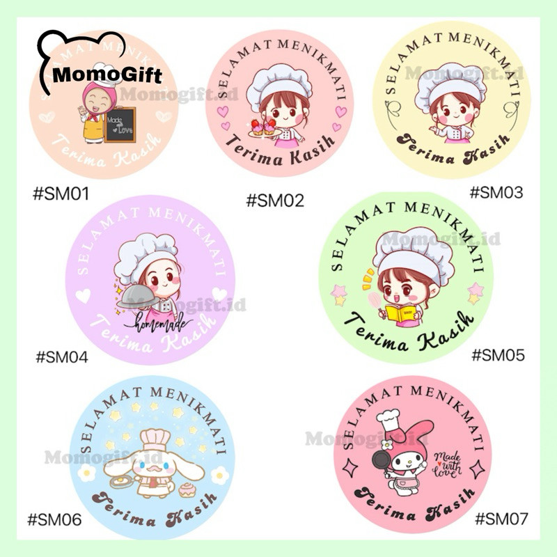 Stiker Roll Selamat Menikmati Lucu Untuk Tempel Di Box Makanan/Plastik Packaging isi 500Pcs