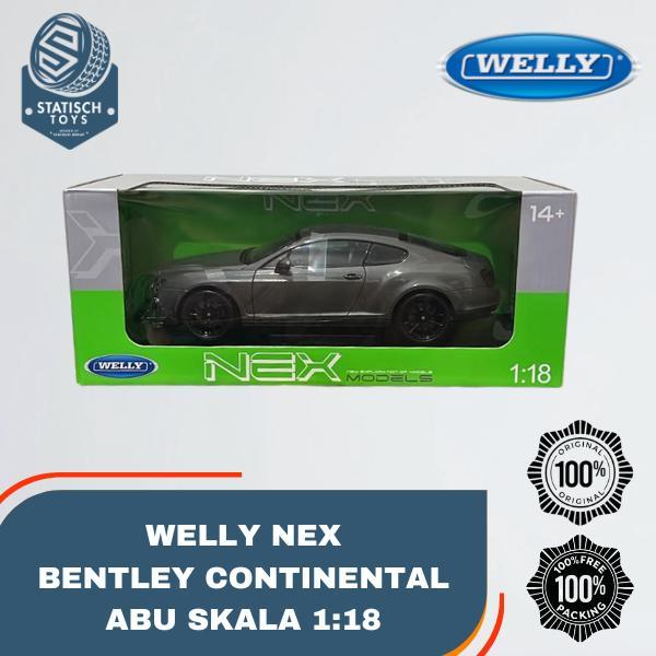 Nex welly Bentley Continental Abu Skala 1:18 Welly Door Openable Mainan Diecast Original 100% Baru