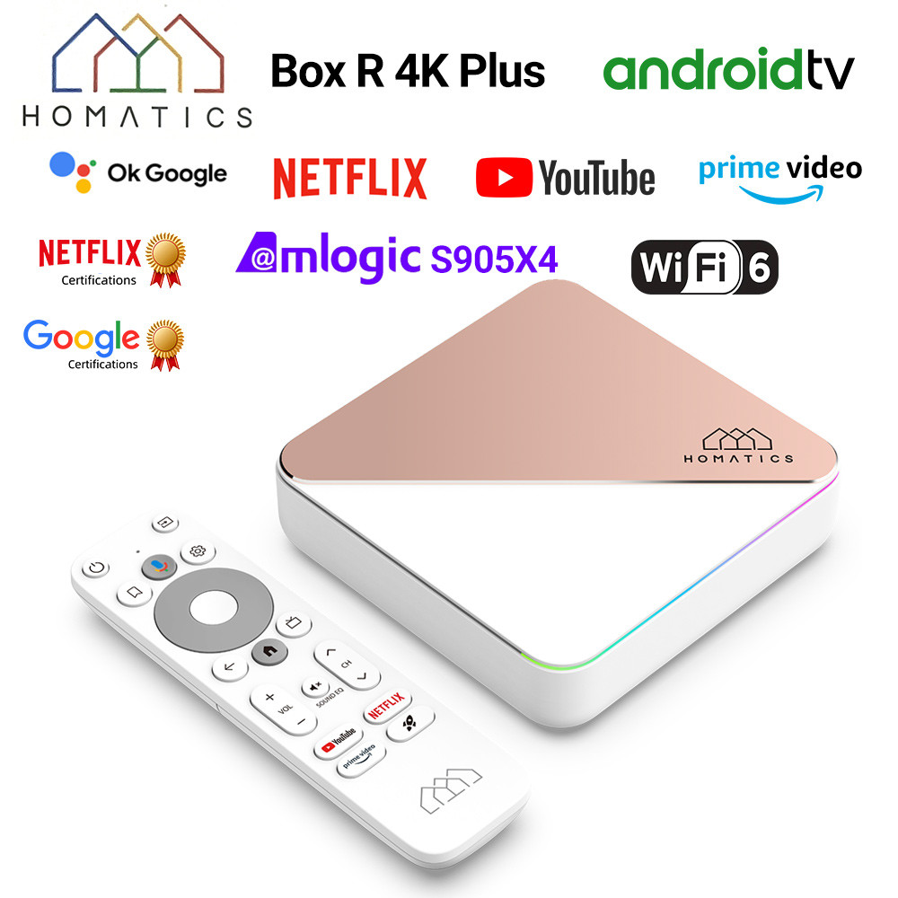 HOMATICS Box R 4K Plus TV Box AndroidTV 14 Amlogic S905X4 Netflix Google Certified DTS Dolby Vision 