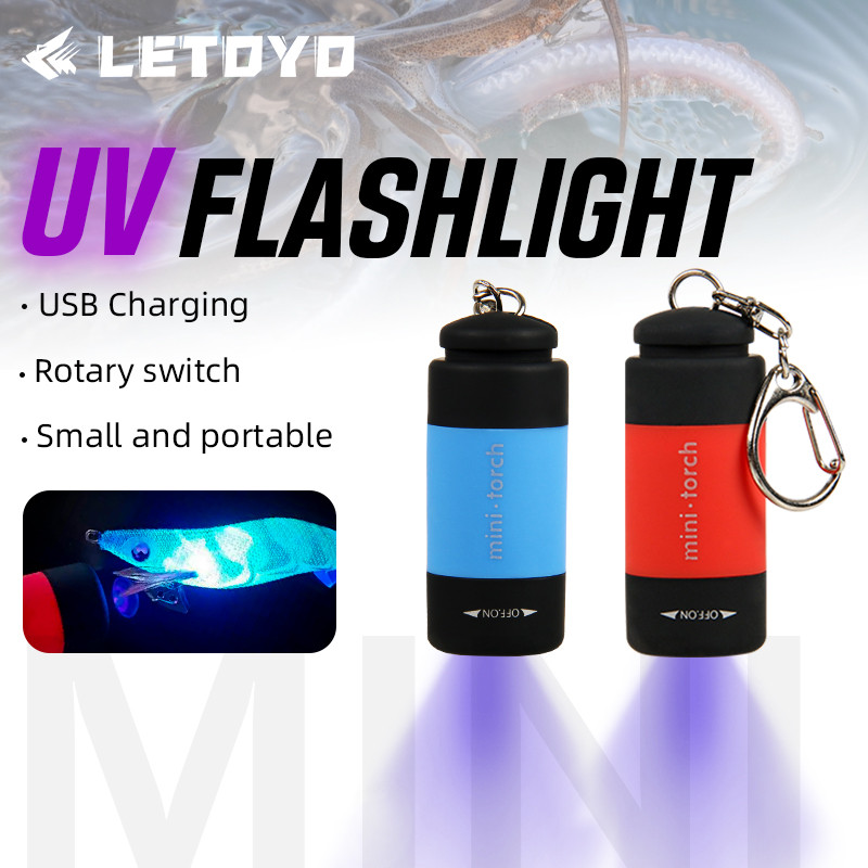 LETOYO UV USB Flashlights Led Mini Light Portable Reargeable Waterproof Flashlight for squid jig met