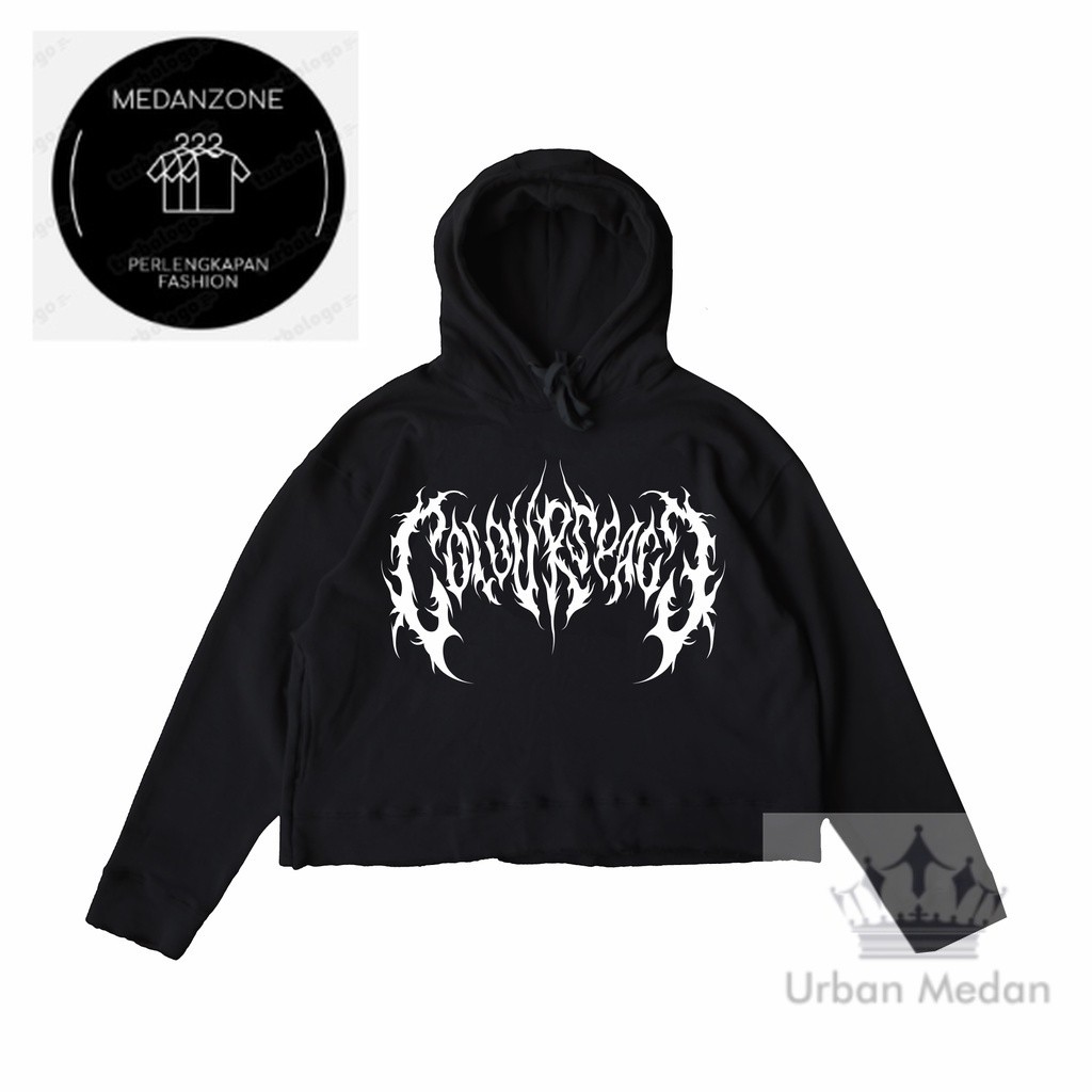 Hoodie oversize crop Colourspace unfinished - Groveral - hoodie crop hitam