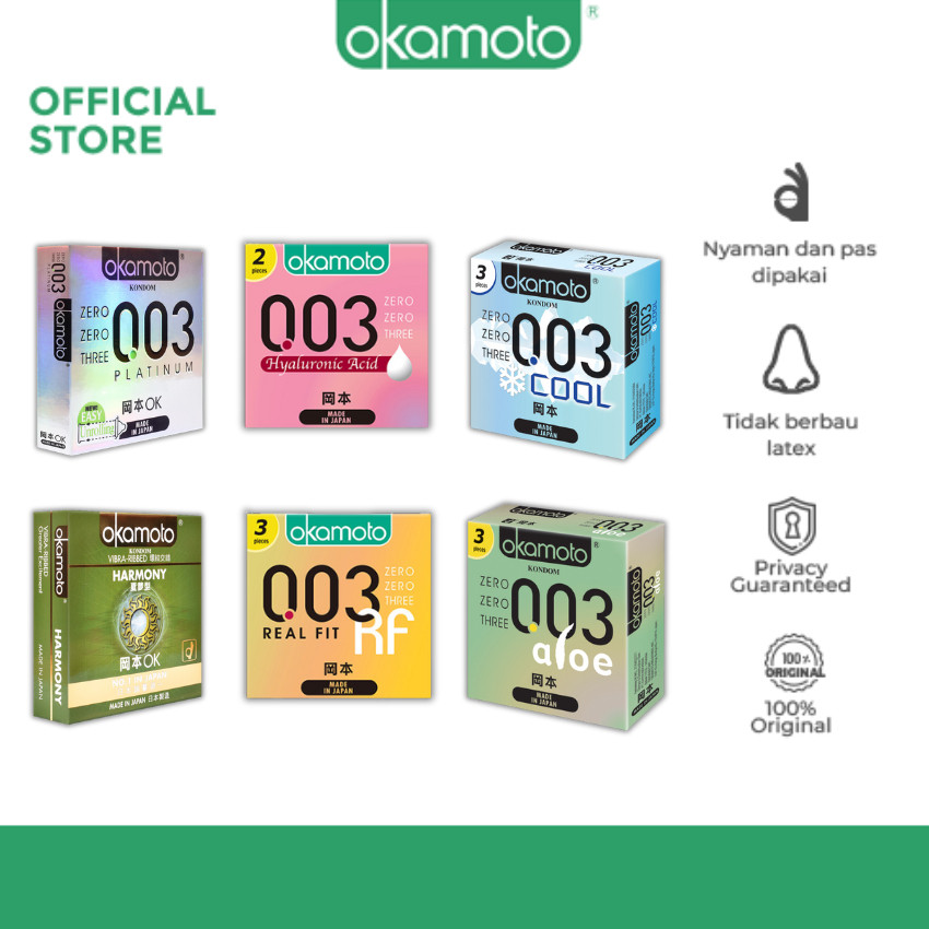 Kondom Tipis Jepang Okamoto 003 Platinum / Real Fit / Aloe / Hyaluronic
