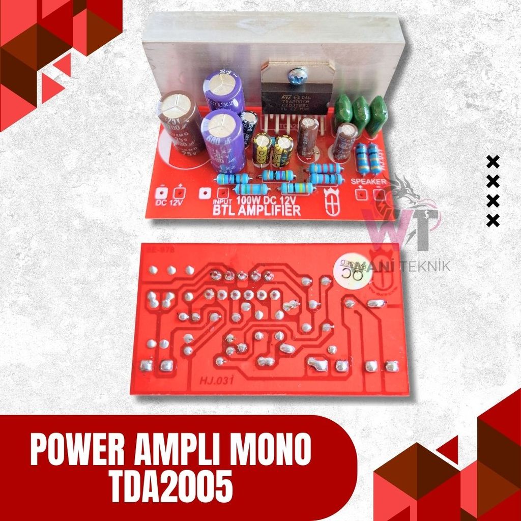 Power Amplifier Rakitan TDA2005 BTL Mono 100 Watt + Heatsink Pendingin