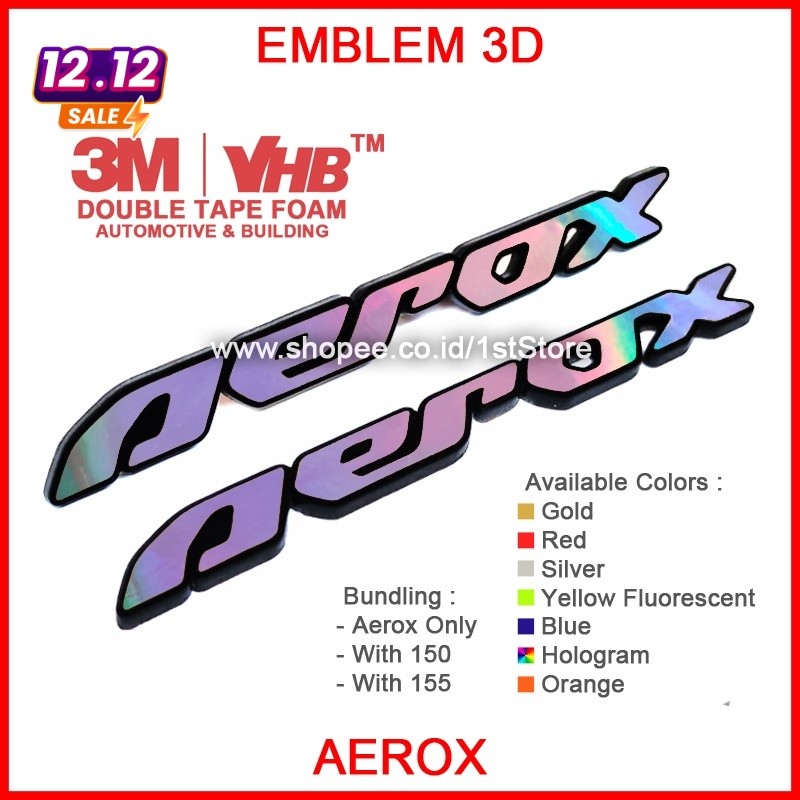 EMBLEM 3D AEROX BADGE LOGO STIKER TIMBUL BODY MOTOR YAMAHA AEROX 155 ALL NEW 2021 2022 OLD 2016 2017