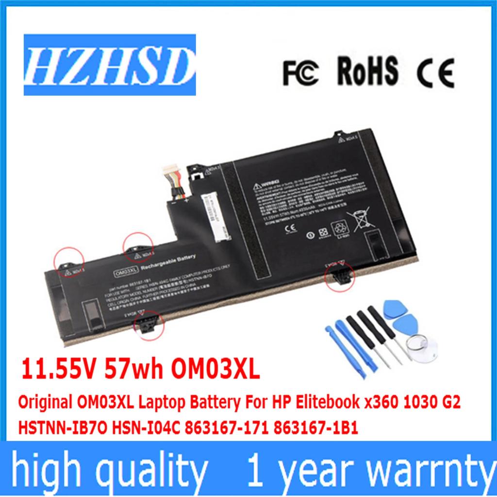 11.55V 57wh OM03XL Original OM03 Laptop Battery For HP Elitebook x360 1030 G2 HSTNN-IB7O HSN-I04C 86