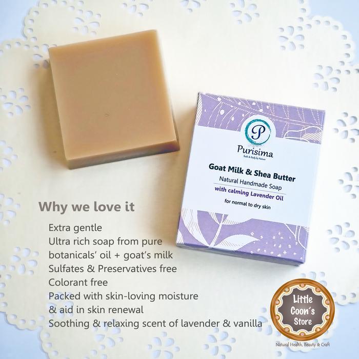 promo  -Purisima Sabun Handmade Goat Milk Shea Butter Lavender Natural Soap Bar Super Melembabkan un