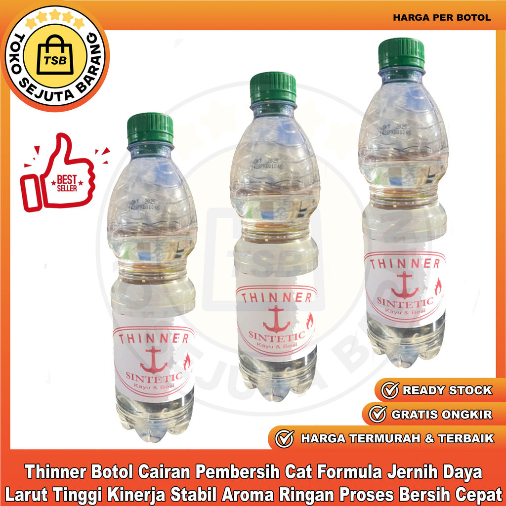 Thinner Botol Cairan Pembersih Cat Formula Jernih Daya Larut Tinggi Kinerja Stabil Aroma Ringan Pros