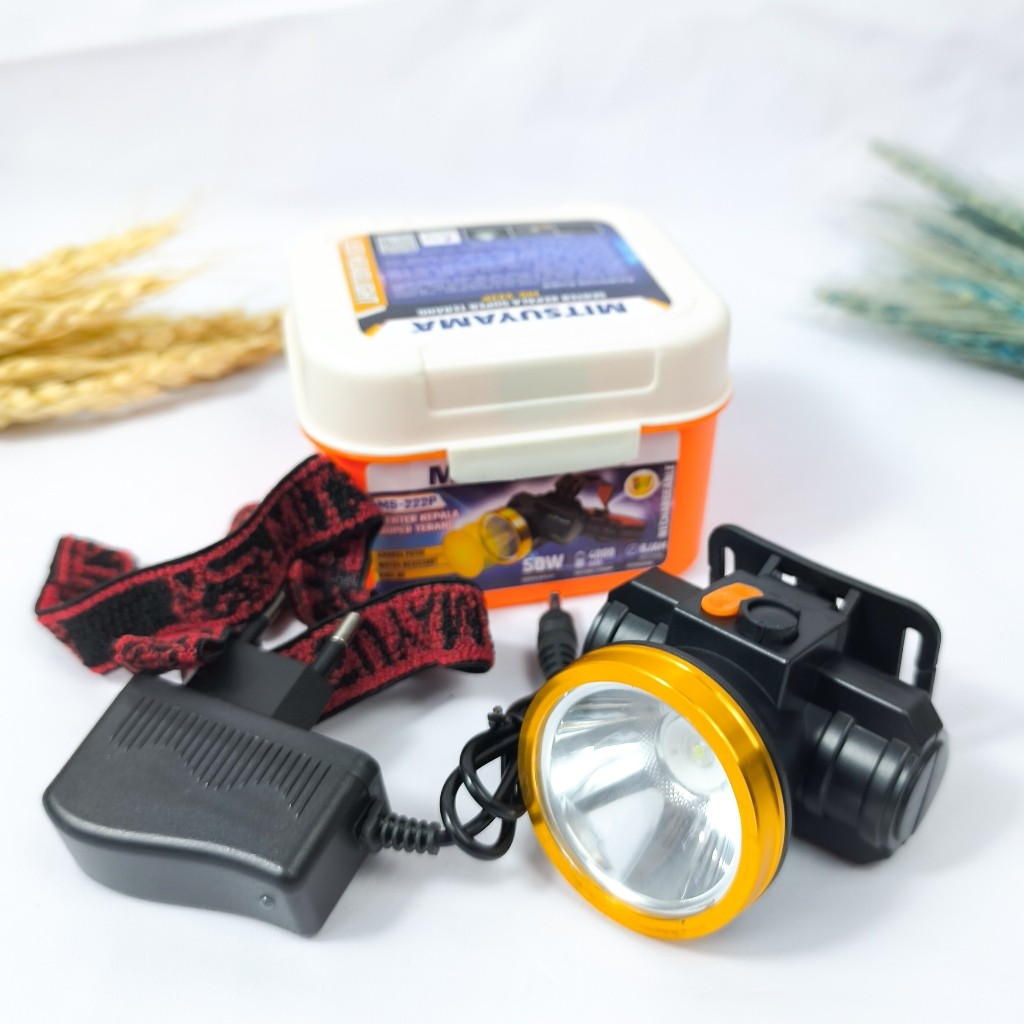 BARU MS-222P / Senter Kepala 50 Watt Mitsuyama MS 222 P Rechargable