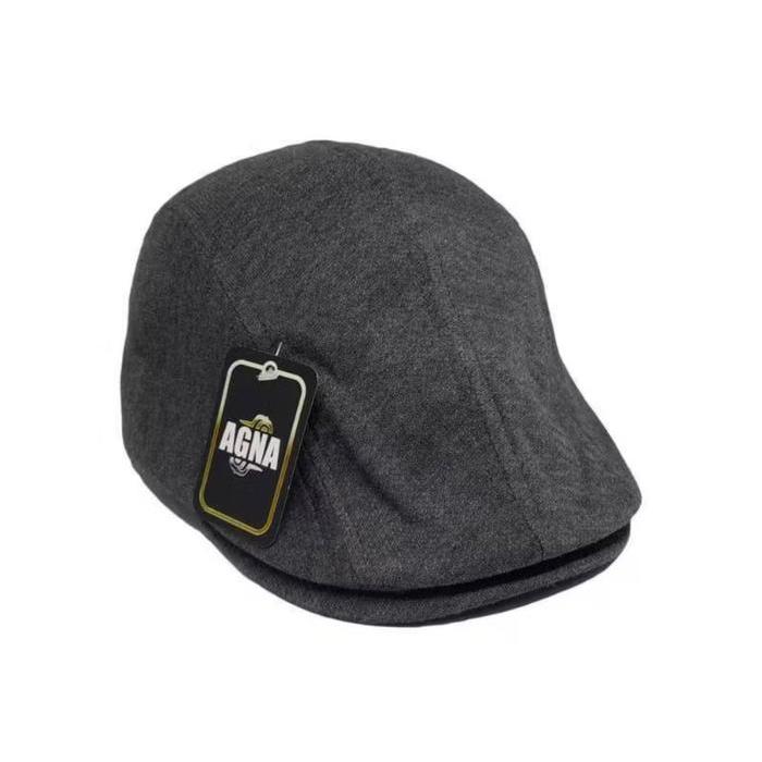 Topi kodok pria vintage baret flat cap dewasa - HITAM