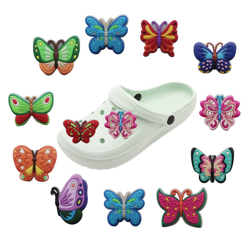 Jibits pin sandal baim - shoes charm pvc -DIY- aksesoris fashion anak - tema kupu lebah bunga pita b