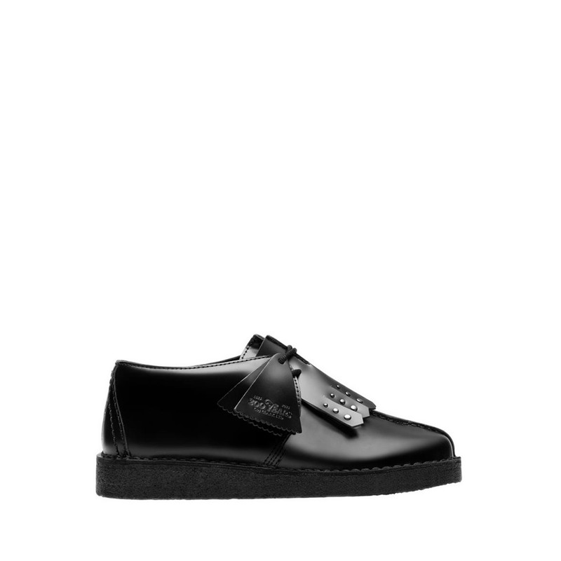 Clarks Desert Trek. Blk HiShine Lea