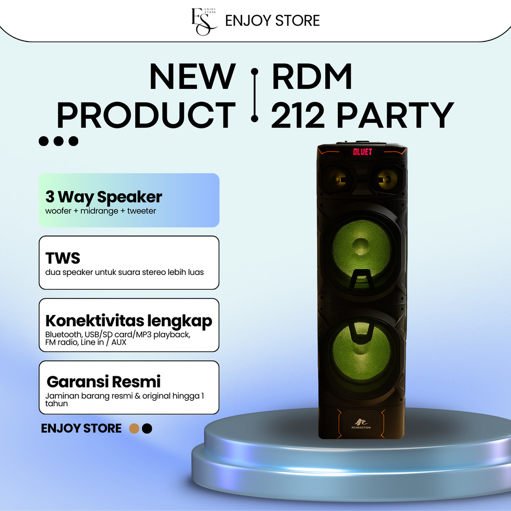 (BONUS 2MIC WIRELESS) SPEAKER ROADMASTER PARTY 212 BLUETOOTH PORTABLE TWS