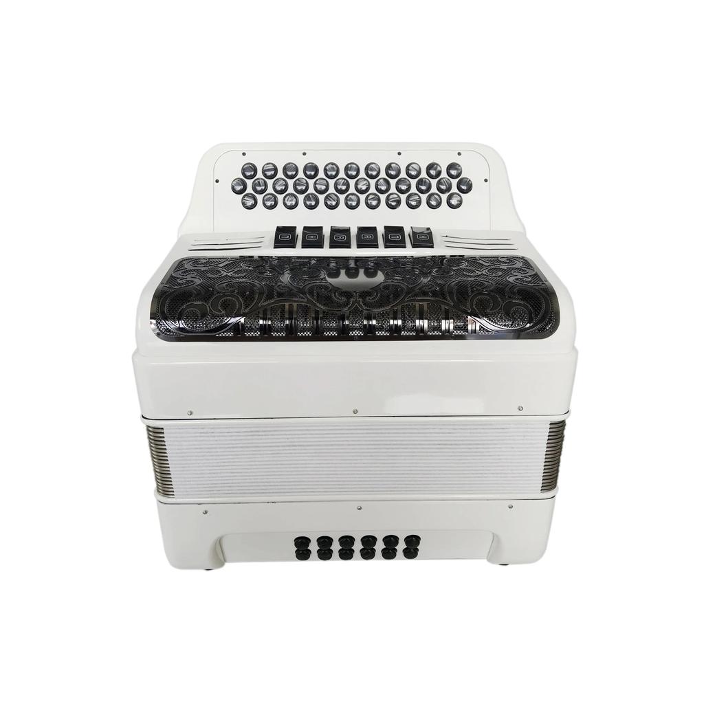 High Quality Acordeon JB3412E Accoron trument 34 Buttons 12 Bass 6 Registers White Matt Body Black G