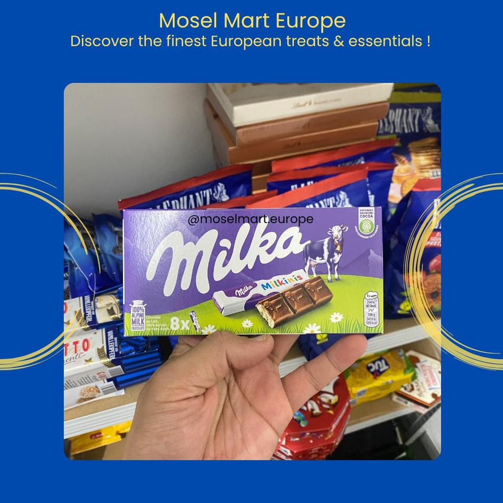 Milka Milkinis Coklat Riegel Alpenmilk isi 8 pcs 100gr Jerman (Ready Stock)