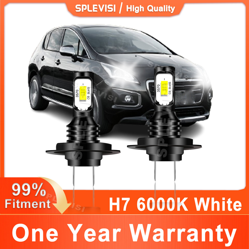 Luces Led Para Vehiculos 2x H7 LED Headlight High/Low Beam 6000K White For Peugeot 3008 2009 2010 20