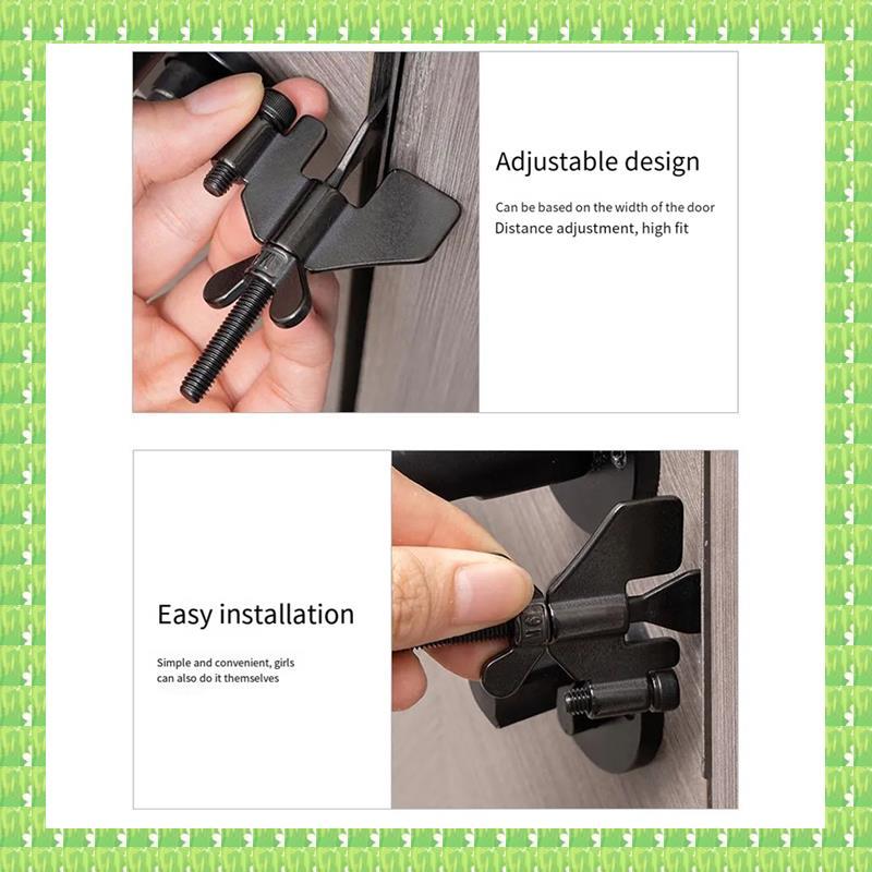 Door Lock Security Portable Black For Door Locks Travelers Safety Door Stopper For Home Apartment Do