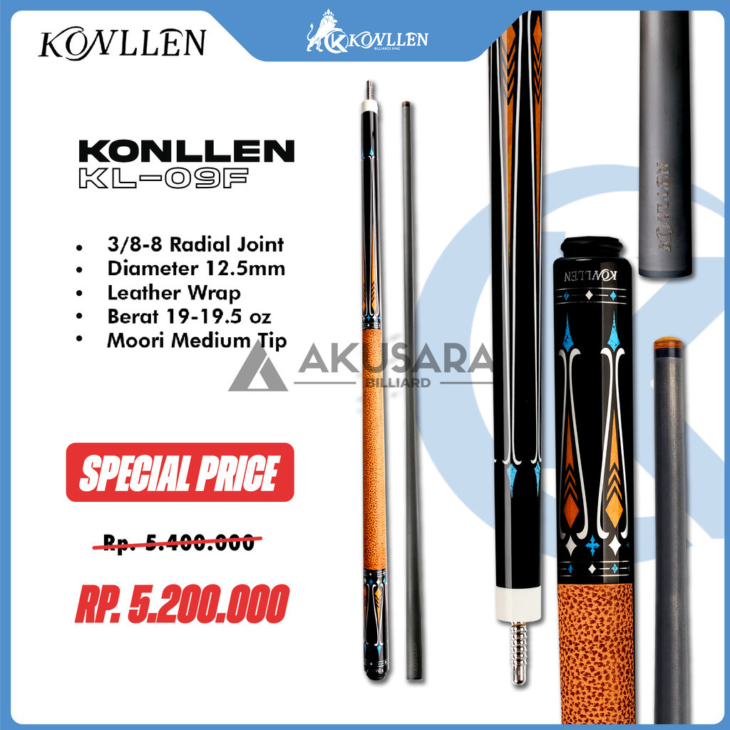 Konllen KL-09F 12.5mm Carbon Fiber Cue Stick Billiard - Soft Case