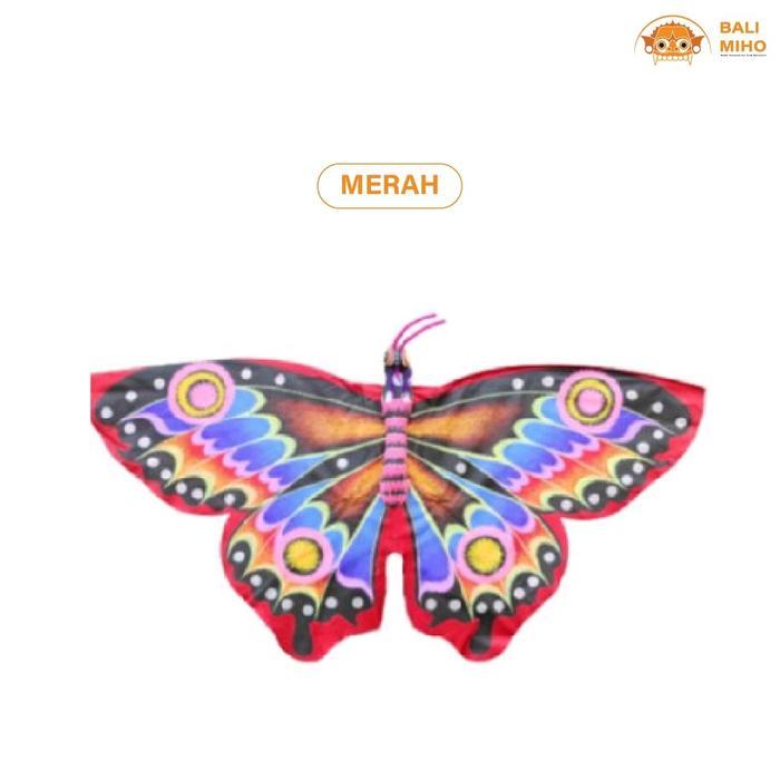 Layangan Kupu-Kupu / Layangan Lipat / Layangan Kain - MERAH, LAYANGAN SAJA