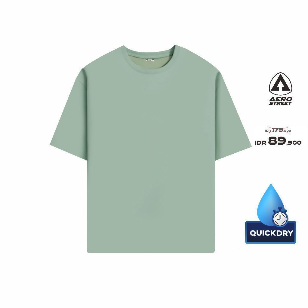 Aerostreet T Shirt Boxy Quick Dry Blaze Sage Green - Kaos T Shirt F1BAA [GT]