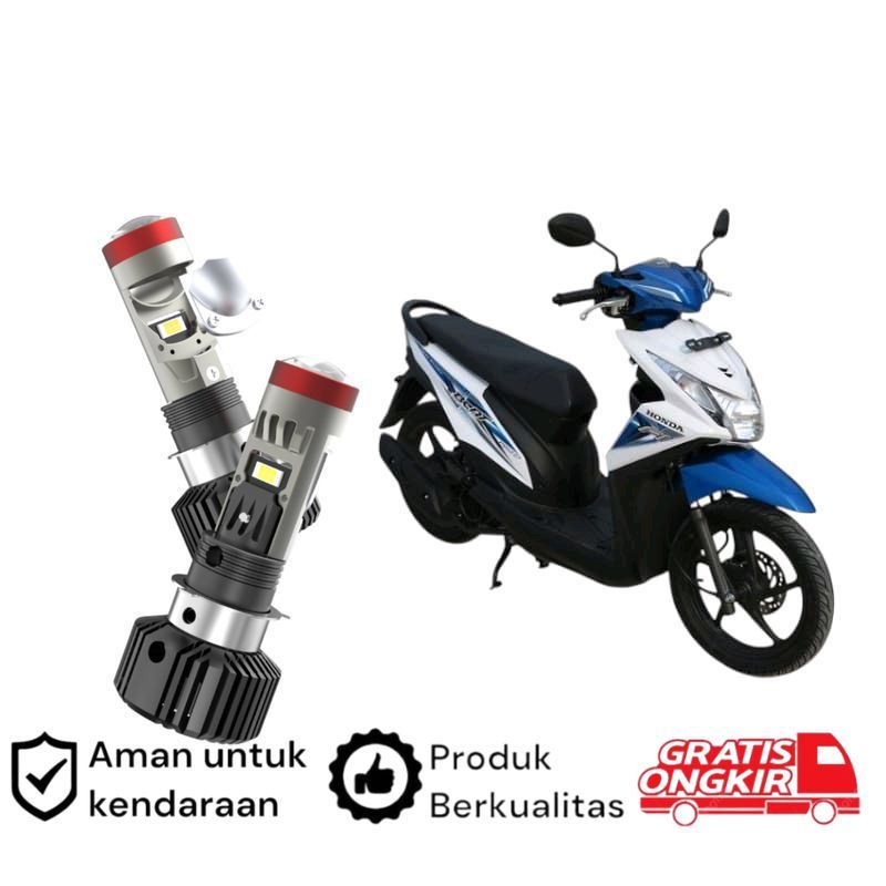 1pcs Lampu depan LED H6 BiLED High power Kipas motor Honda Beat FI 2014 2016 Koko