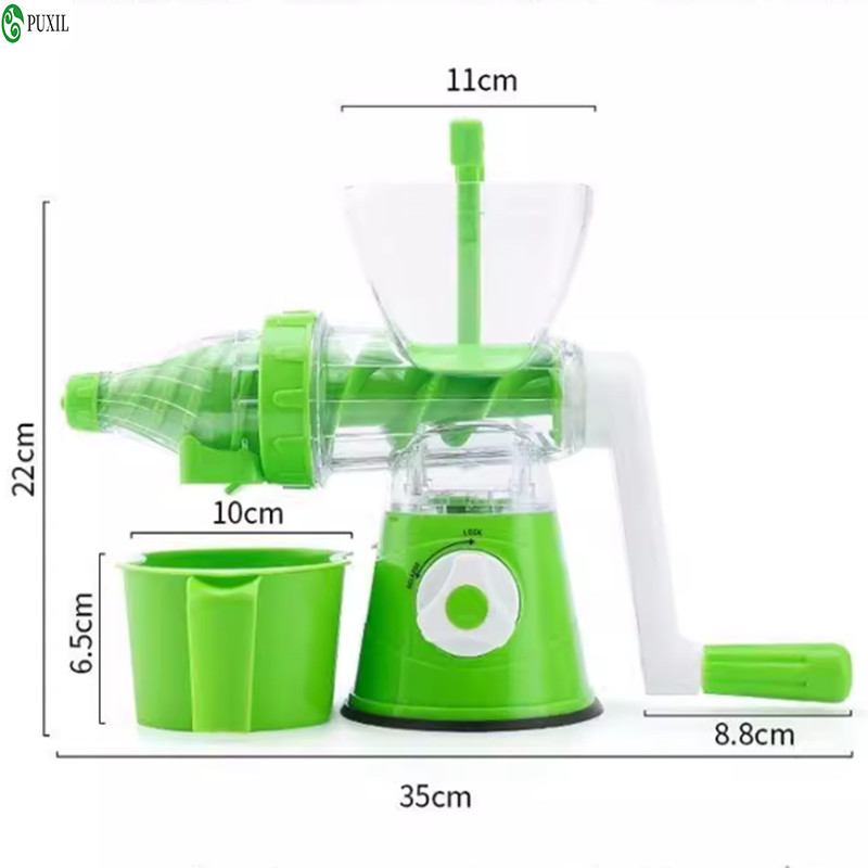 1 manual juicer, silicone bottom suction hand cranked juicer for easy storage, portable manual juice