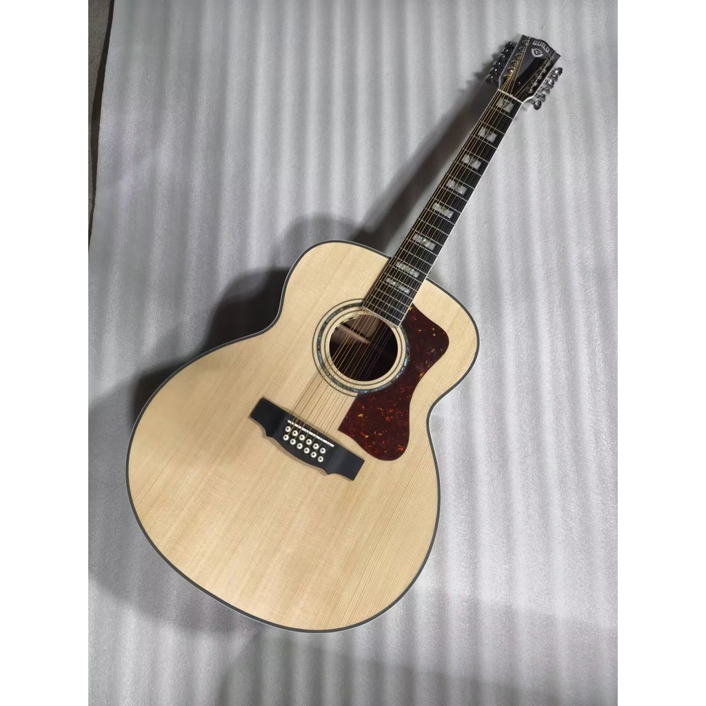 12 strings F512 guild solid spruce wood Jumbo acoustic guitar with soundhole pickups ,12string