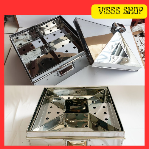Kukusan Klakat Steamer Stainless Sekat 4 Kotak Panci Kukus Dandang Kue Dimsum Bakpao Ukuran 35 Cm