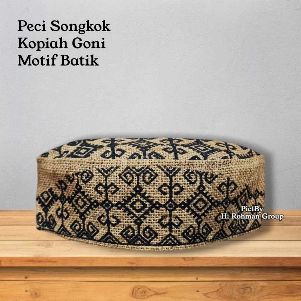 Peci Kopiah Goni Batik Malay Warna Coklat Muda, Coklat Tua