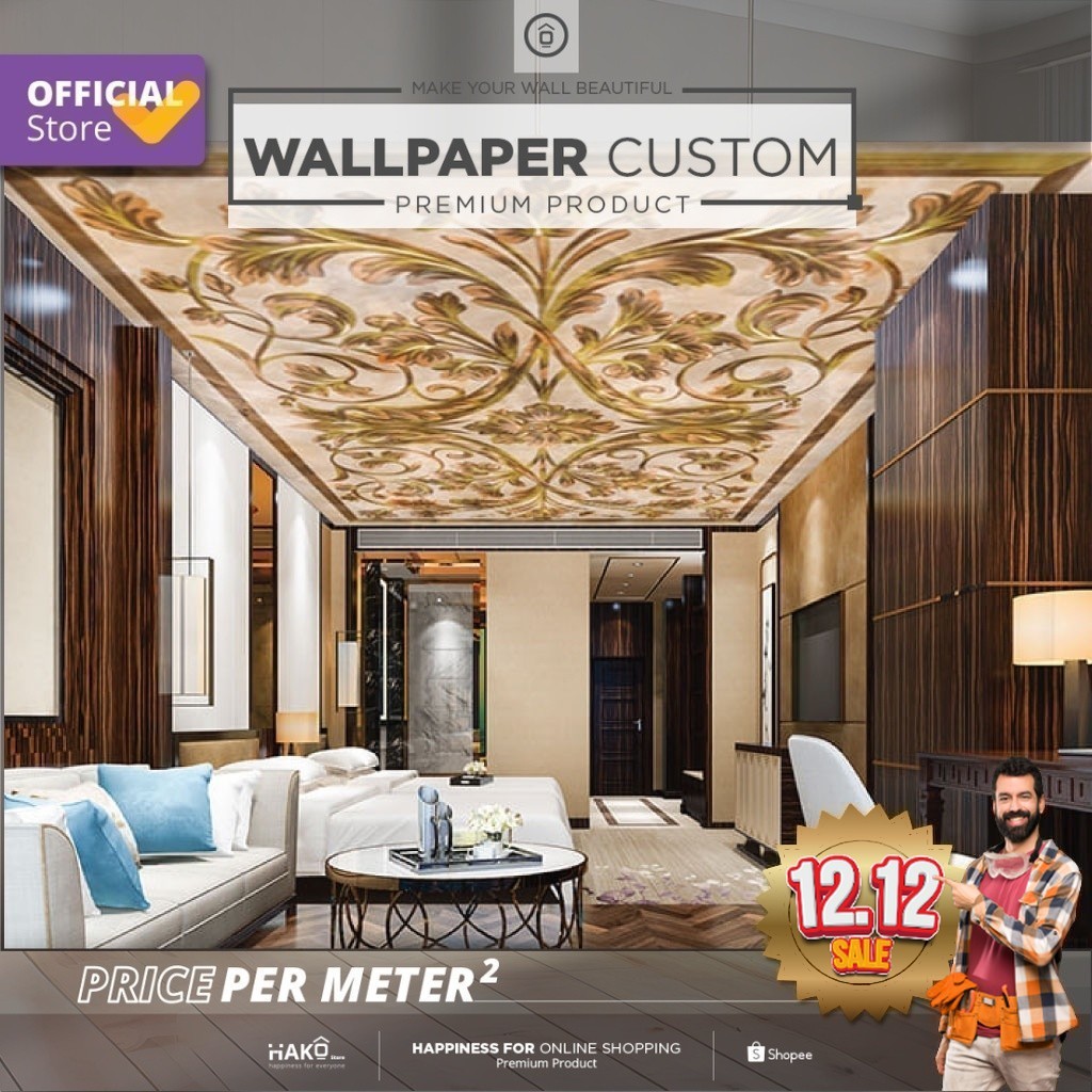 Sticker Plafon Custom Ruang Tamu | Gambar Abstrak 2.3 | Plafon | Wall Sticker | Wall Banner | Wallpa