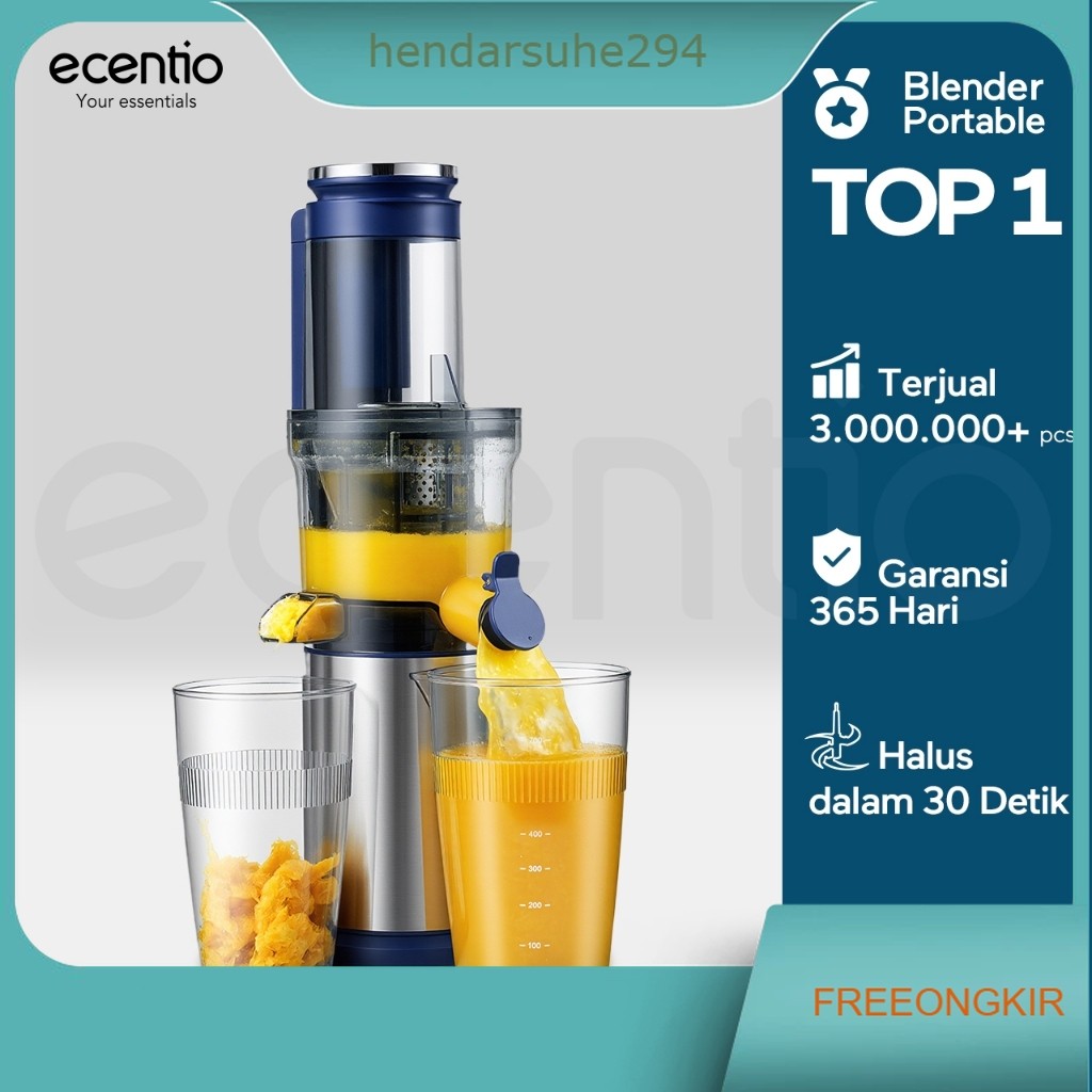 ecentio slow juicer portable 79mm caliber multifungsi blender tanpa ampas bear 700ML+600ML 180W blen