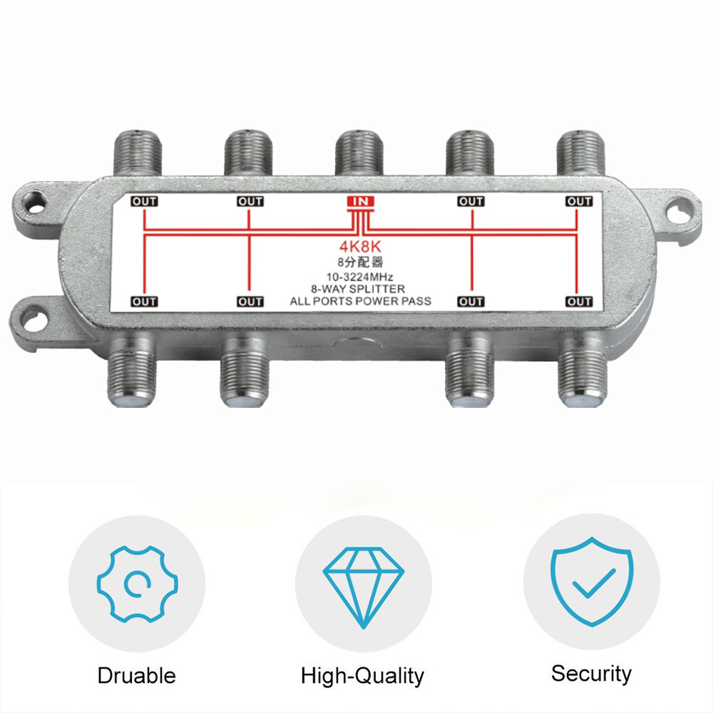 10-3224MHz 8 Way Signal Satellite Splitter GSP-08 TV Antenna RF Sat Coaxial plexer Combiner Cable Sw