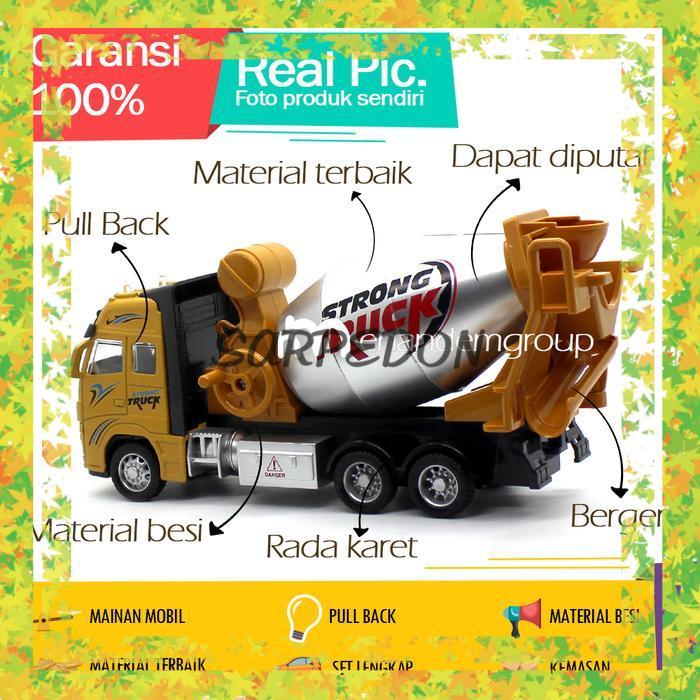 Diecast Miniatur Mainan Mobil Truk Molen Mixer Besi Pull back Bersuara - Truk molen