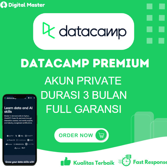 DataCamp Premium 3 Bulan Private Nama Pribadi Resmi Full Garansi