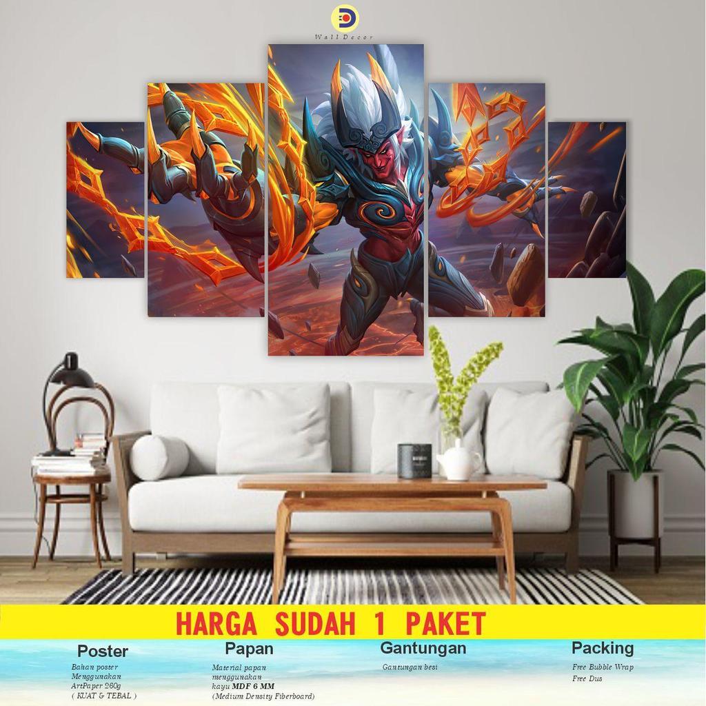 Dekorasi Kamar  Pajangan  1set Poster Kayu KHUFRA Hero MOBILE LEGEND ML  Pajangan Hiasan Dinding KHU