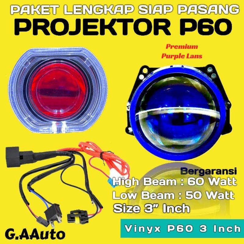 PAKET PROJECTOR P70 P60 BILED VINYX 3in 70W&60W