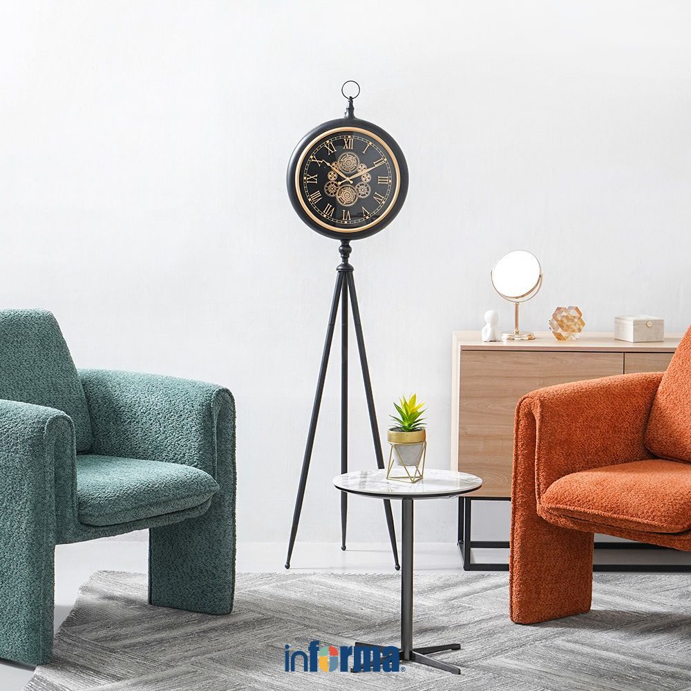 Informa 40X40 cm Jam Lantai Gear 226 - Hitam Floor Clock Jam Aesthetic Dekorasi Rumah Hiasan Rumah T