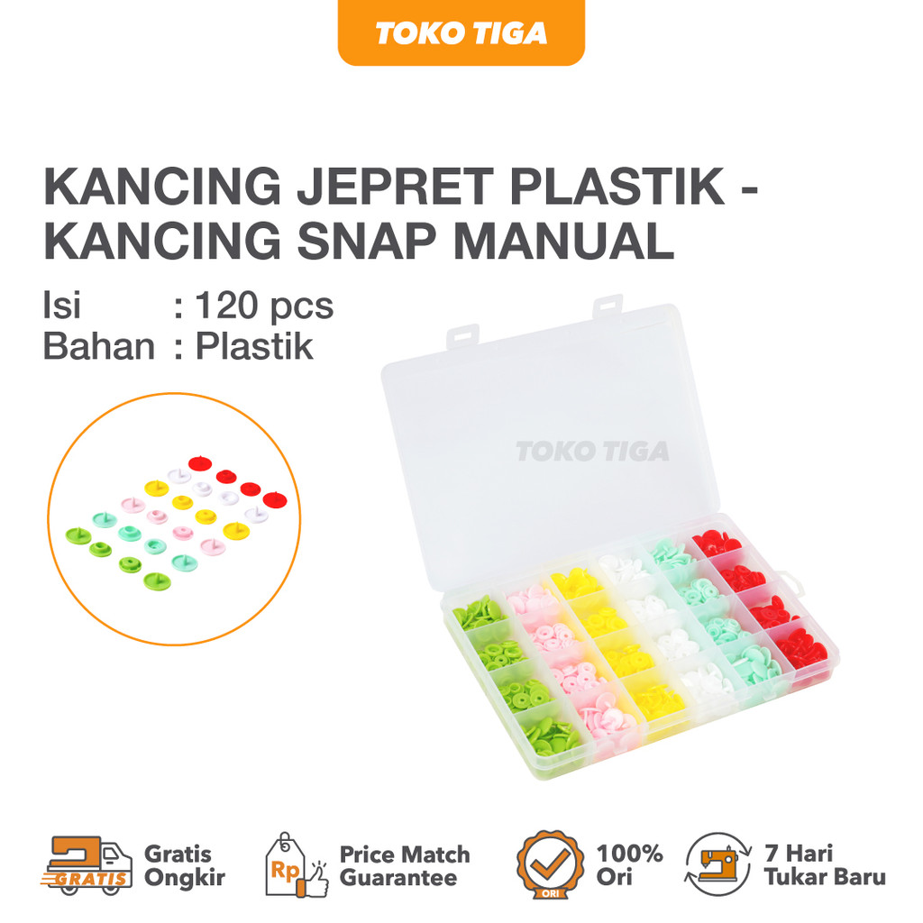 Kancing Jepret Plastik - Kancing Snap Manual isi 120 pcs