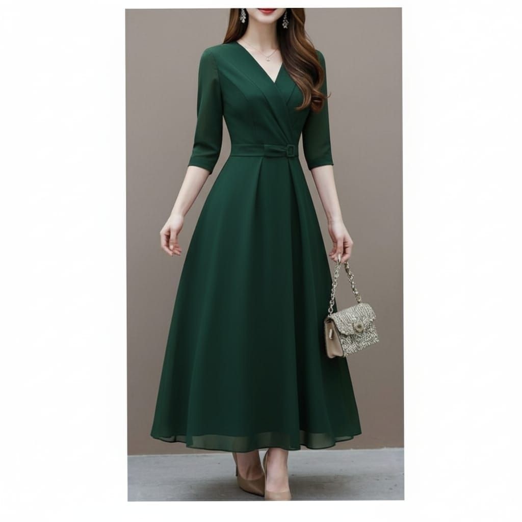 AANTOI SELLER Nirmala Midi Dress Pesta Korean Style-Dress Natal Mewah Terbaru-Dress Bridesmaids-Dres