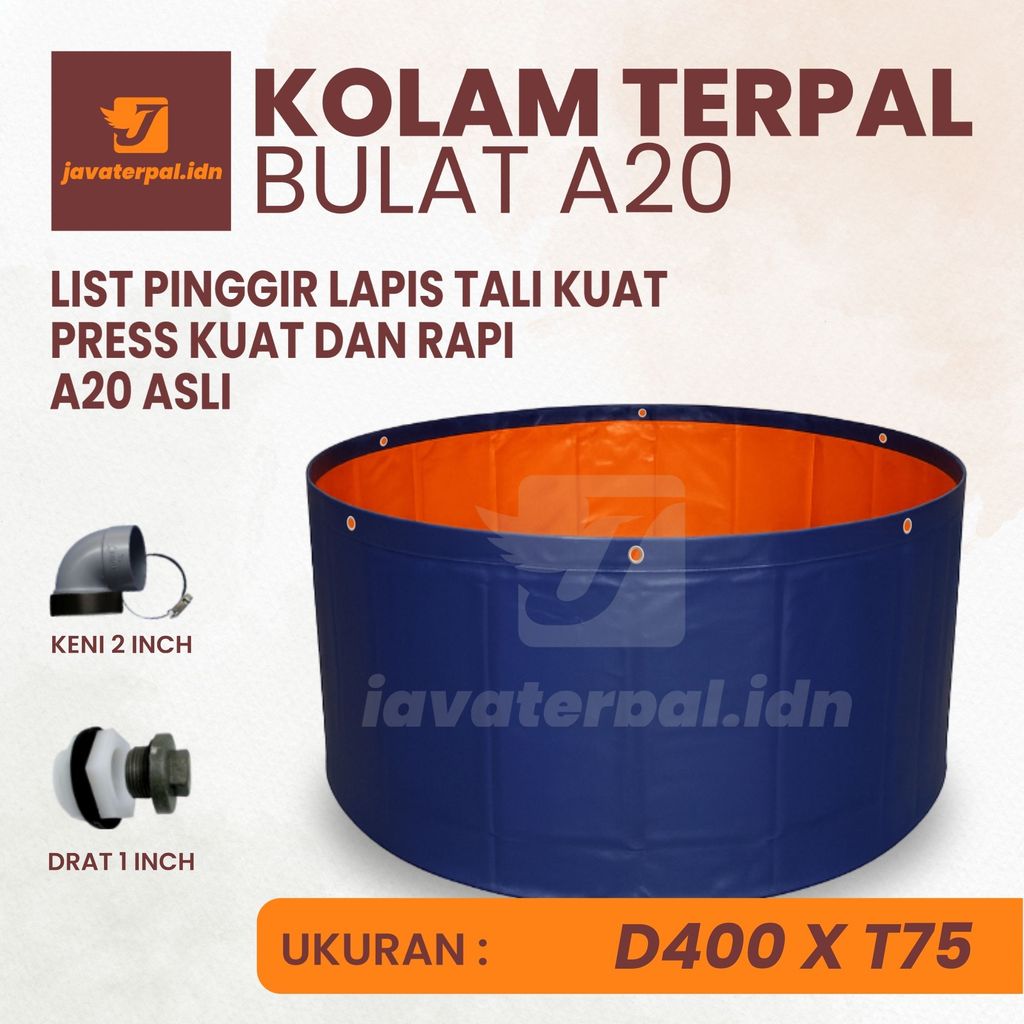Kolam Terpal Bulat A20 Korea  Diameter 4m Tinggi 0.75m Cocok Untuk Ternak Ikan Lele Nila Gurame