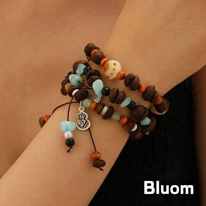 [Bluom] Gelang Manik-manik Kacang Kopi dan Cakar Kucing Desain Retro Unik Gaya Kuno Tiongkok M114