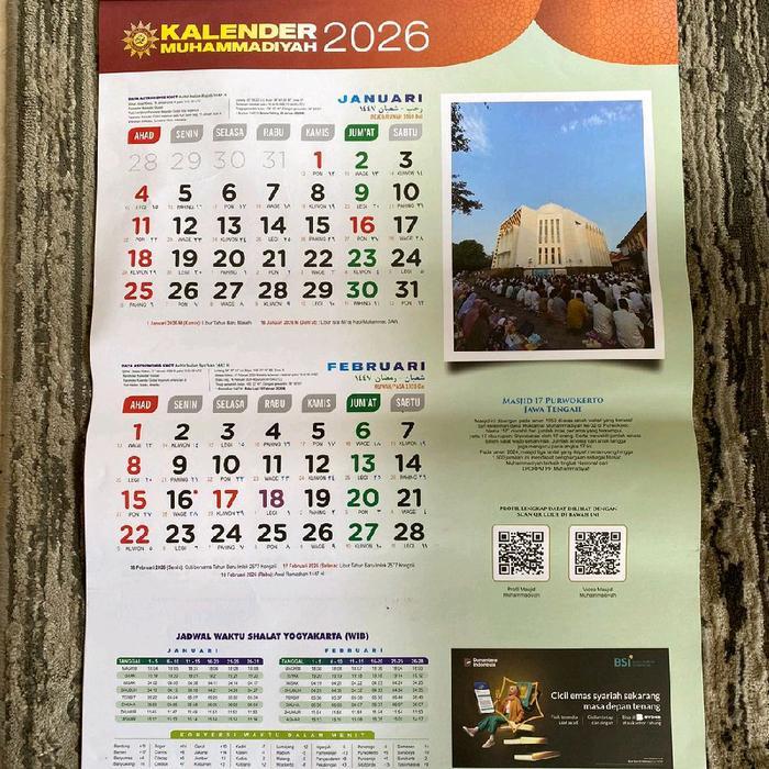 Kalender Muhammadiyah 2026 Masehi | Kalender Dinding 6 Halaman Tema Profil Masjid Muhammadiyah Terla