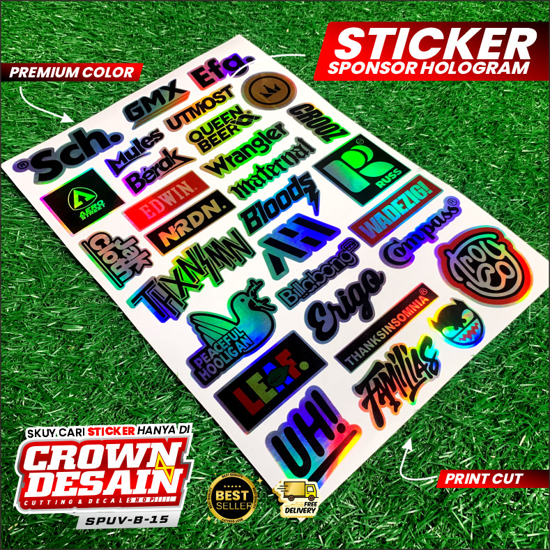 Stiker Pack Series Brand Lokal Brand Casual Isi 30 pcs / Paket Stiker Brand Lokal Vinyl Hologram Sat